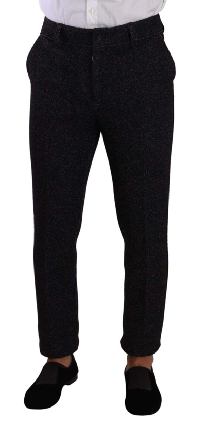 Shop Dolce & Gabbana Black Wool  Formal Trouser Dress Pants In Black And Gray
