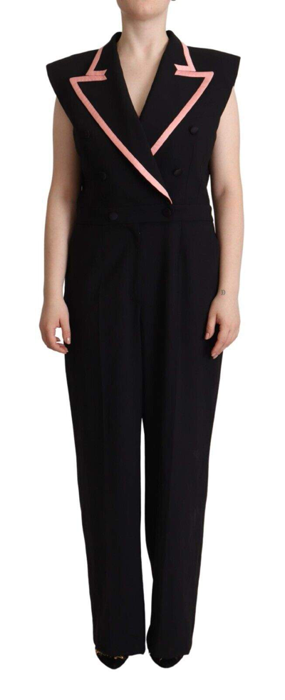 Shop Dolce & Gabbana Black Wool Blend Sleeveless Jumpsuit Dress