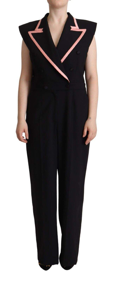 Dolce & Gabbana Black Wool Blend Sleeveless Jumpsuit Dress In Black