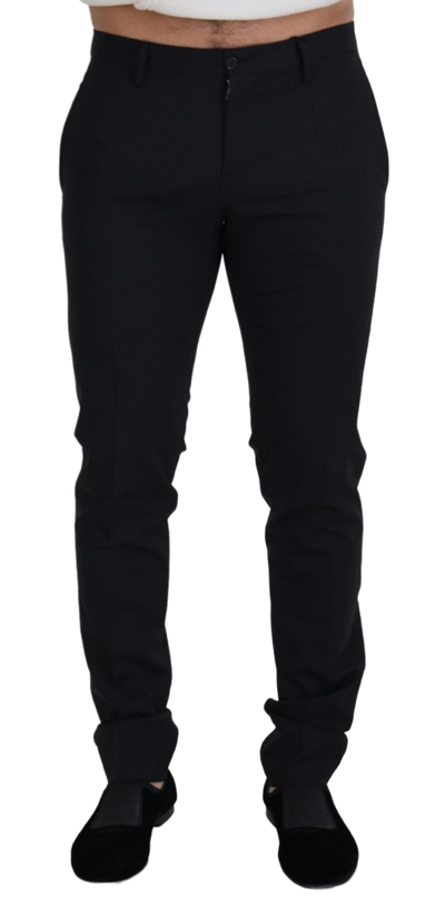Shop Dolce & Gabbana Black Wool Chino Formal Pants
