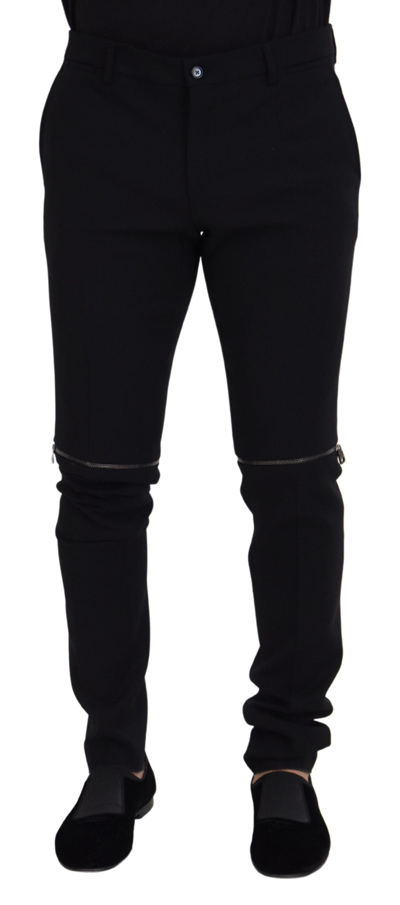 Shop Dolce & Gabbana Black Wool Convertible  Pants