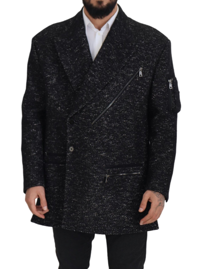 Dolce & Gabbana Black Wool Double Breasted Coat  Jacket In Black