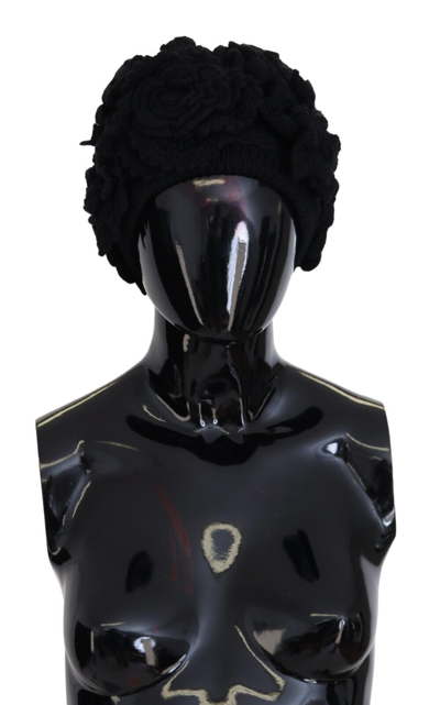 Dolce & Gabbana Black Wool Knit Winter Beanie Hat In Black