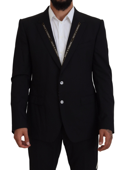Dolce & Gabbana Black Wool Stretch Slim Fit Jacket Blazer In Black
