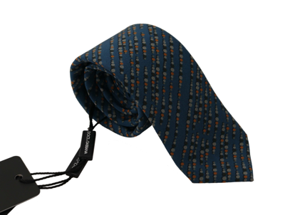 Shop Dolce & Gabbana Blue Circle Fantasy Print Silk Adjustable Accessory Tie
