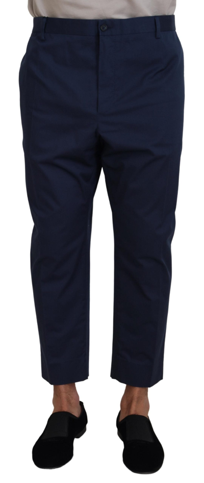 Shop Dolce & Gabbana Blue Cotton  Cropped Pants