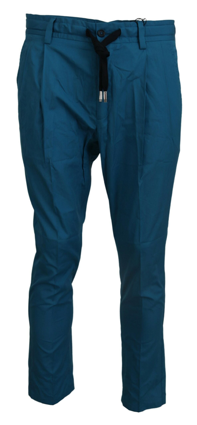 Shop Dolce & Gabbana Blue Cotton Chinos Trousers Pants