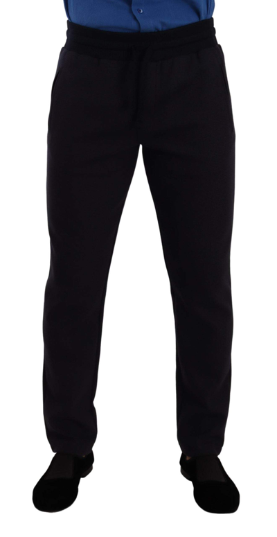 Shop Dolce & Gabbana Blue Cotton Stretch Jogging Trouser Pants