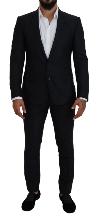 Shop Dolce & Gabbana Blue Fantasy Silk Wool Martini Slim Fit Suit