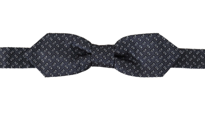 Shop Dolce & Gabbana Blue Gray Polka Dot 100% Silk Neck Papillon Tie