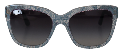 Shop Dolce & Gabbana Blue Lace Acetate Rectangle Shades Dg4226 Sunglasses
