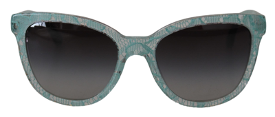 Shop Dolce & Gabbana Blue Lace Acetate Crystal Round Dg4190 Sunglasses