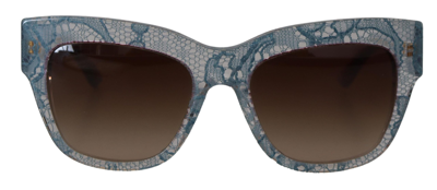 Dolce & Gabbana Blue Lace Acetate Rectangle Dg4231 Shades Sunglasses In Blue