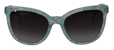 Shop Dolce & Gabbana Blue Lace Crystal Acetate Butterfly Dg419c Sunglasses