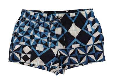 Shop Dolce & Gabbana Blue Majolica Print Polyester Swimwear