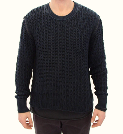 Shop Dolce & Gabbana Blue Runway Netz Pullover Netted Sweater