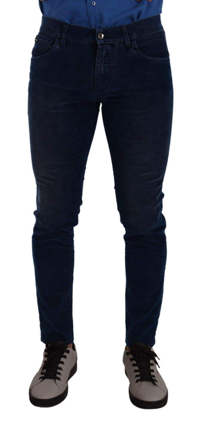 Shop Dolce & Gabbana Blue Slim Fit Cotton Skinny Denim Trouser Jeans