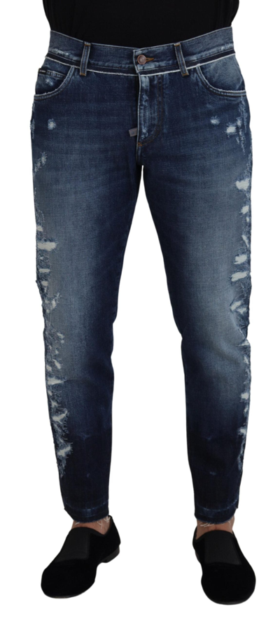 Shop Dolce & Gabbana Blue Wash Cotton Regular Denim Jeans Pants