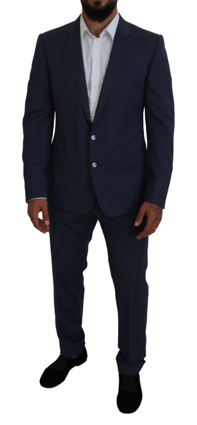 Shop Dolce & Gabbana Blue Wool Martini 3 Piece Slim Fit Suit
