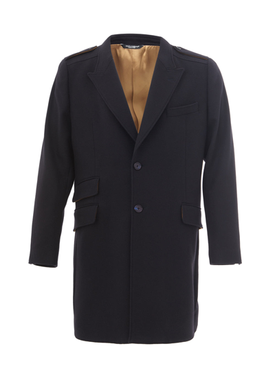 Shop Dolce & Gabbana Blue Wool Coat