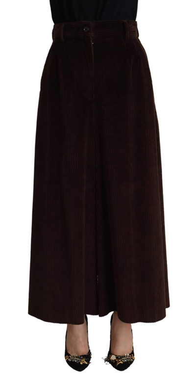 Dolce & Gabbana Bordeaux Corduroy Cotton Trouser Wide Leg Pants In Bordeaux