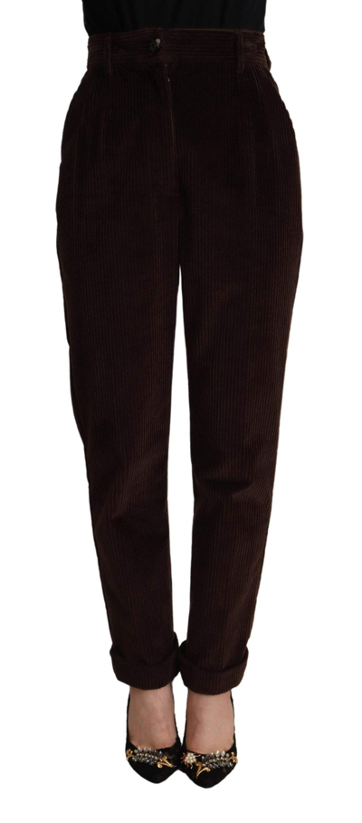 Shop Dolce & Gabbana Bordeaux Corduroy Cotton Trouser Tapered Pants