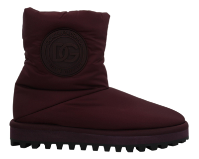 Dolce & Gabbana Bordeaux Nylon Boots Padded Mid Shoes In Bordeaux