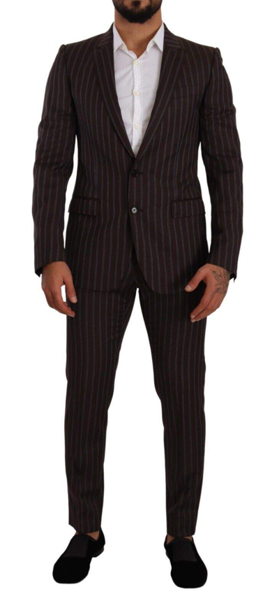 Shop Dolce & Gabbana Bordeaux Martini Striped Slim Fit 2 Piece Suit