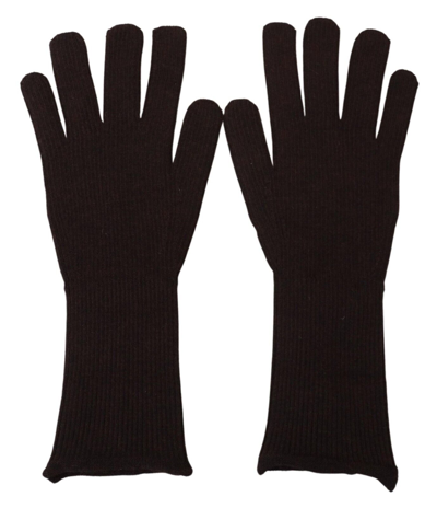 Shop Dolce & Gabbana Brown Cashmere Silk Hands Mitten S Gloves