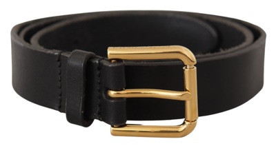 Shop Dolce & Gabbana Brown Classic Leather Gold Metal Buckle Belt