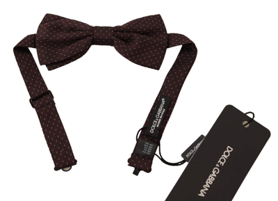 Shop Dolce & Gabbana Brown Dotted Silk Adjustable Neck Papillon Bow Tie
