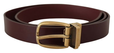 Shop Dolce & Gabbana Brown Leather Classic Gold Metal Buckle Belt