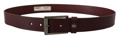 Shop Dolce & Gabbana Brown Leather Silver Metal Crown Buckle Belt