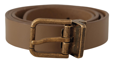 Shop Dolce & Gabbana Brown Solid Leather Brass Buckle Classic Belt