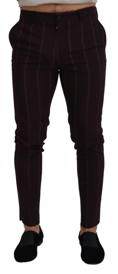 Shop Dolce & Gabbana Brown Striped Men Trousers Cotton Pants