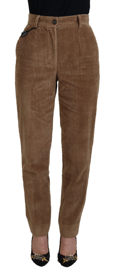 Shop Dolce & Gabbana Brown Tapered Corduroy Cotton Pants