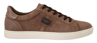 Shop Dolce & Gabbana Brown Suede Leather Sneakers Shoes In Bown