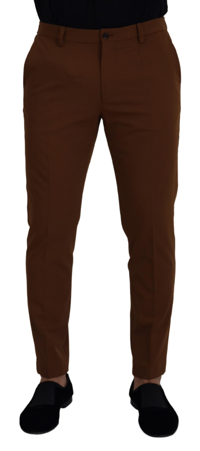 Shop Dolce & Gabbana Brown Wool Chino Skinny  Pants