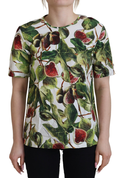 Shop Dolce & Gabbana Crew-neck Cotton Top Blouse Fruit T-shirt In Multicolor