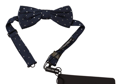 Shop Dolce & Gabbana Dark Blue Patterned Adjustable Neck Papillon Bow Tie