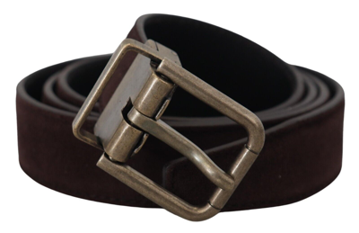 Shop Dolce & Gabbana Dark Brown Leather Antique Metal Buckle  Belt