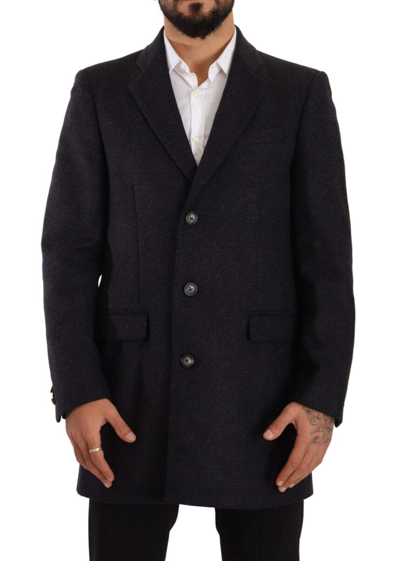 Dolce & Gabbana Dark Gray Wool Over Trench Coat  Jacket In Dark Gray