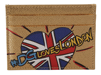 Shop Dolce & Gabbana Gold Leather #dgloveslondon  Cardholder Case Wallet