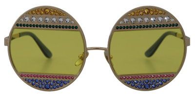 Dolce & Gabbana Gold Oval Metal Crystals Shades Dg2209b Sunglasses In Gold