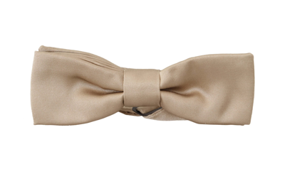 Shop Dolce & Gabbana Gold Solid 100% Silk Adjustable Neck Papillon Tie