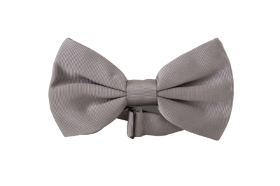 Shop Dolce & Gabbana Gray 100% Silk Adjustable Neck Papillon Tie