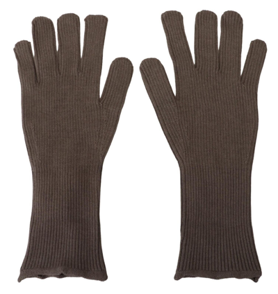 Shop Dolce & Gabbana Gray Cashmere Knitted Hands Mitten S Gloves In Grey