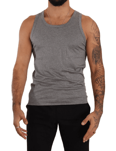 Shop Dolce & Gabbana Gray Cotton Sleeveless Tank Top T-shirt Underwear