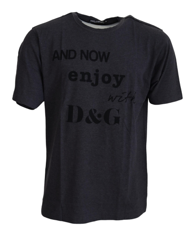 Shop Dolce & Gabbana Gray Crewneck Cotton Short Sleeve  T-shirt