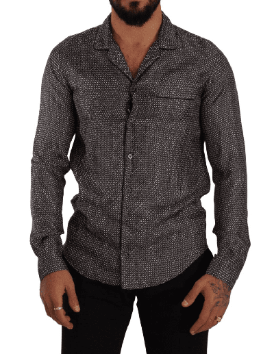 Dolce & Gabbana Gray Fantasy Pattern Pajama Top Mens Shirt In Gray
